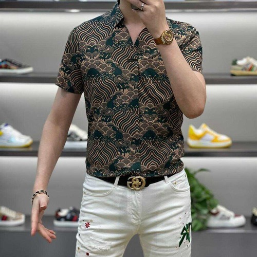 Men's Summer Thin Collared Embossed Polo Shirt Short Sleeve Fashion Streetwear Same Style Stylish Upper Body Shirt