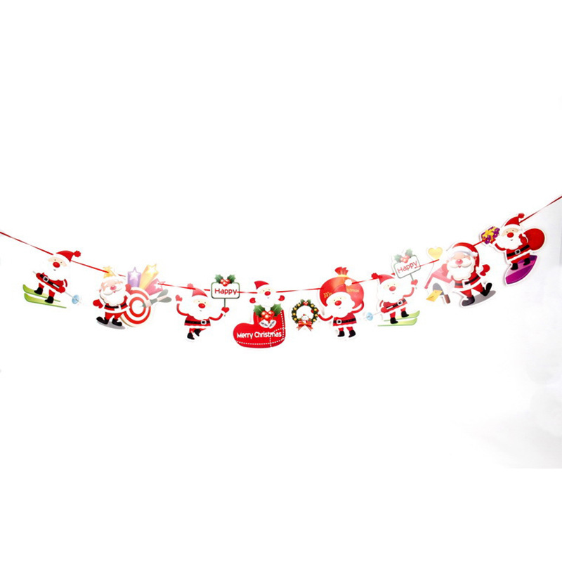 Banderas navideñas transfronterizas en stock, 24 tipos de banderas de dibujos animados, decoraciones navideñas al por mayor de fabricantes, admiten pedidos de lotes mixtos.