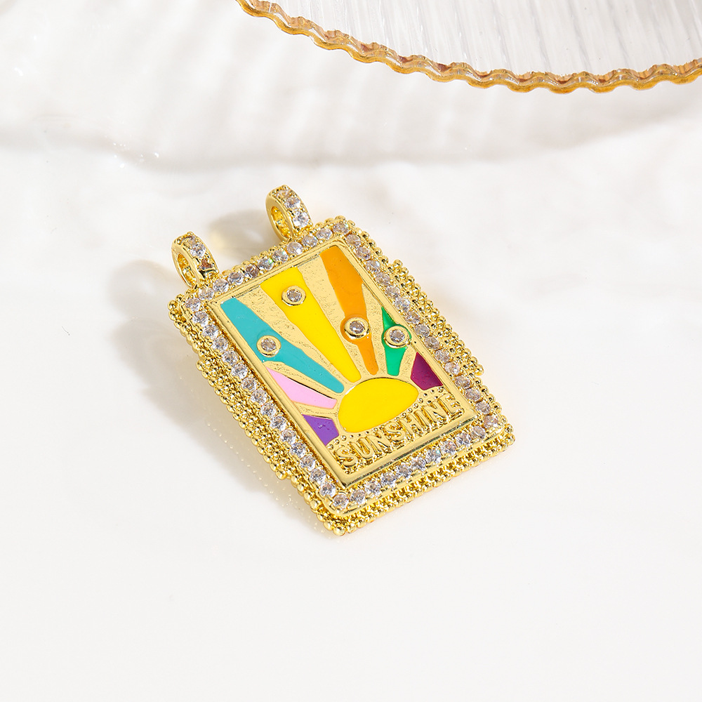 6g Weight Pendant Jewelry Making Type 18K Gold Plated Plating Material 1 Piece Quantity Daily Occasion Copper Material Rainbow, Coconut Tree, Heart Shape Pattern All Seasons Season Unisex Gender Plating Design Retro, Classic Style Style 1 Piece Copper 18K Gold Plated Rainbow Coconut Tree Heart Shape Pendant 9