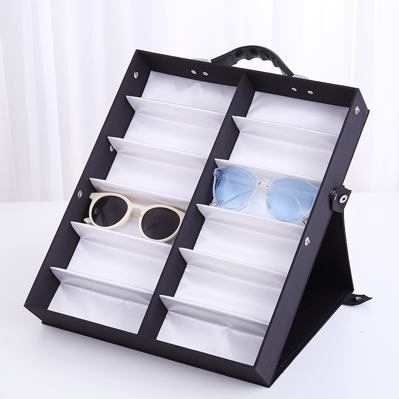 跨境直供18格手提眼镜展示盒太阳镜墨镜收纳盒多格眼镜展示道具