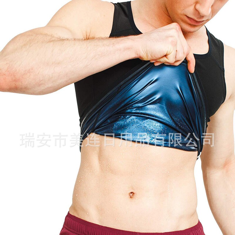 Amazon ebay Men's Fat Burning Abdominal Vest Fitness Sweat Suit Running Sportswear Men's Vest Tunic