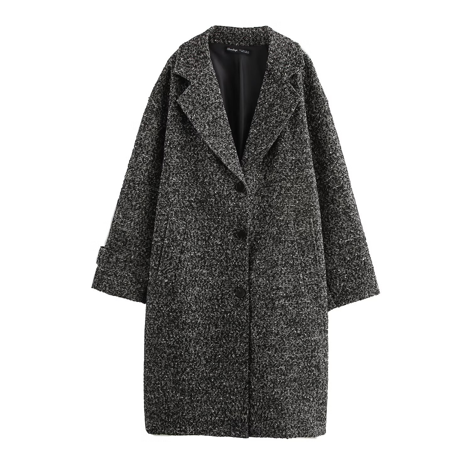 Damenbekleidung Herbst und Winter neue Mode hängende Schulter Fischgräten diagonal Manteljacke_voghion.com