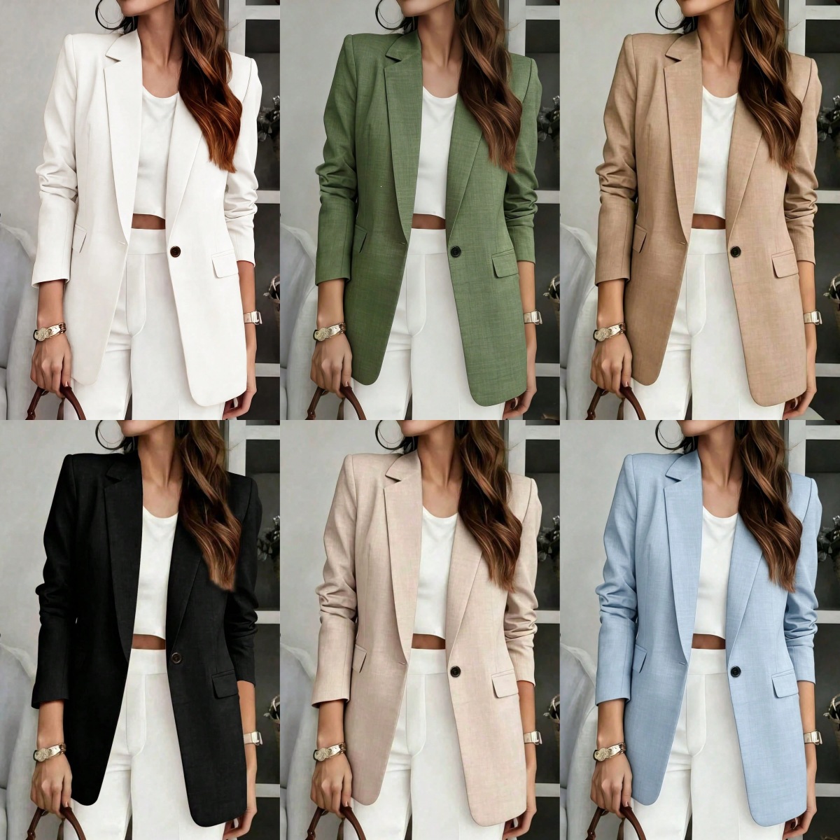 New European and American cross-border style simple one-button women's blazer, loose-fitting versatile casual suit jacket
