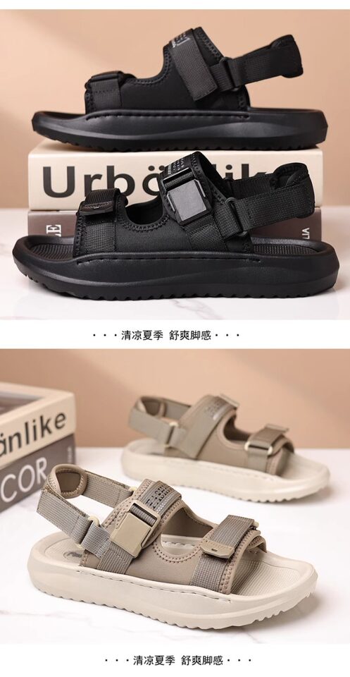 Dép sandal nam đế dày hở ngón thoáng khí kiểu mới — Màu kaki, màu đen chi tiết 20