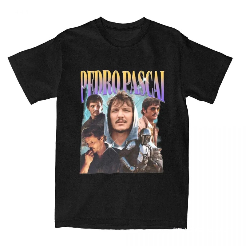 Cross-Border Aliexpress Pirated Pedro Pascal T-Shirt Retro T-Shirt Unit Streetwear Short-Sleeve Pedro Pascal