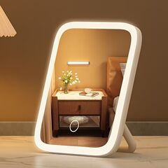 インターネット有名人の化粧鏡新しいライト付きミラー学生寮補助光デスクトップ化粧鏡充電式ミラー