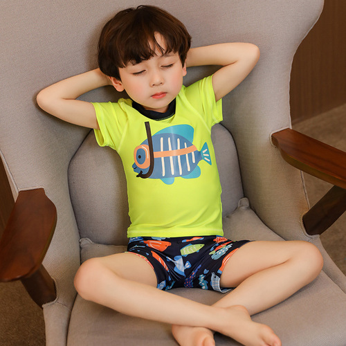 New children's swimsuit wholesale boys split three-piece set ins diving fish baby small and medium-sized boy swimsuit