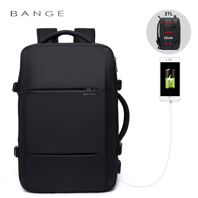 Mochila BANGE de gran capacidad – mochila expandible para portátil, viaje, impermeable con puerto USB