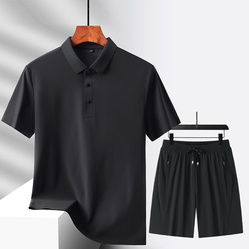Nuevo traje de ocio deportivo, traje de ocio de hielo multicolor opcional, pantalones cortos de polo, un juego de color sólido para hombres y mujeres
