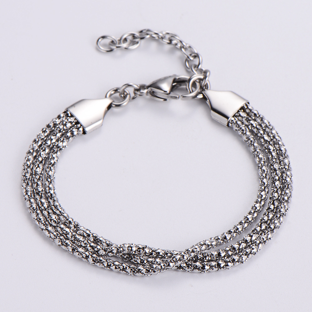 Fashion Simple Stainless Steel Chain Three-layer Bracelet display picture 2