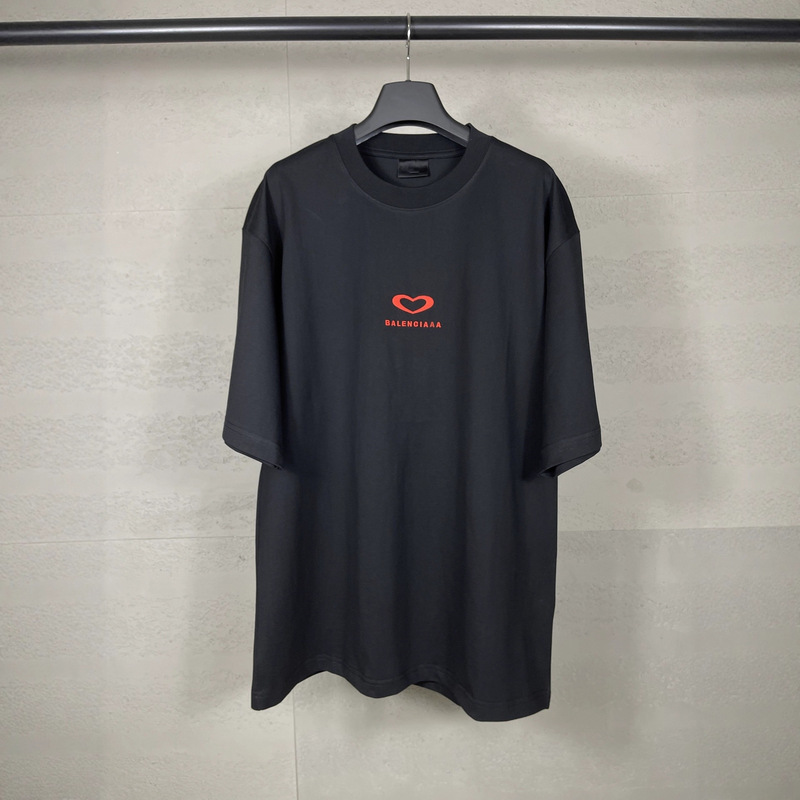 Correct Version of High-Quality B Family 25Ss New Valentine's Day Heart Logo Loose Short-Sleeved T-Shirt for Men and Women