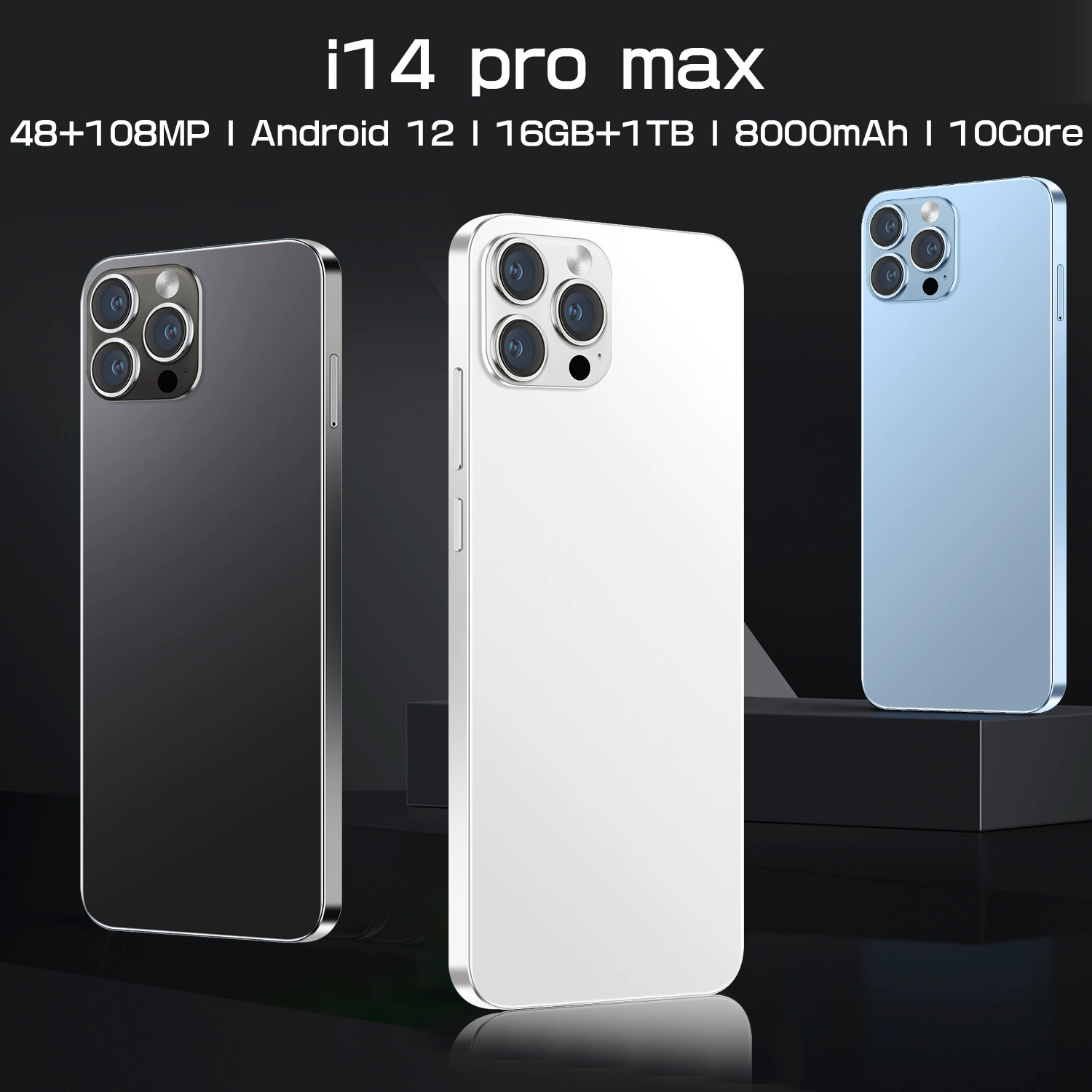 Смартфон i14 Pro Max на Android, 8-дюймовый широкий экран, процессор Intel i14, 16ГБ+1ТБ