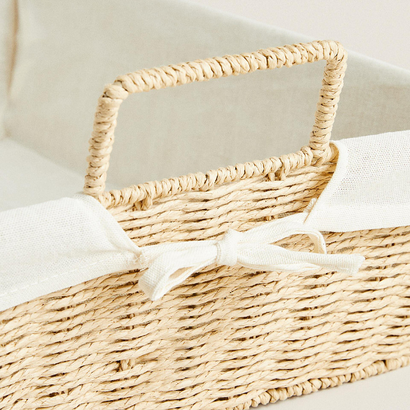 Cesta de almacenamiento de tejido de cuerda de papel cesta de toallas de baño caja de acabado de artículos diversos con mano de mano cesta de almacenamiento de cosméticos domésticos