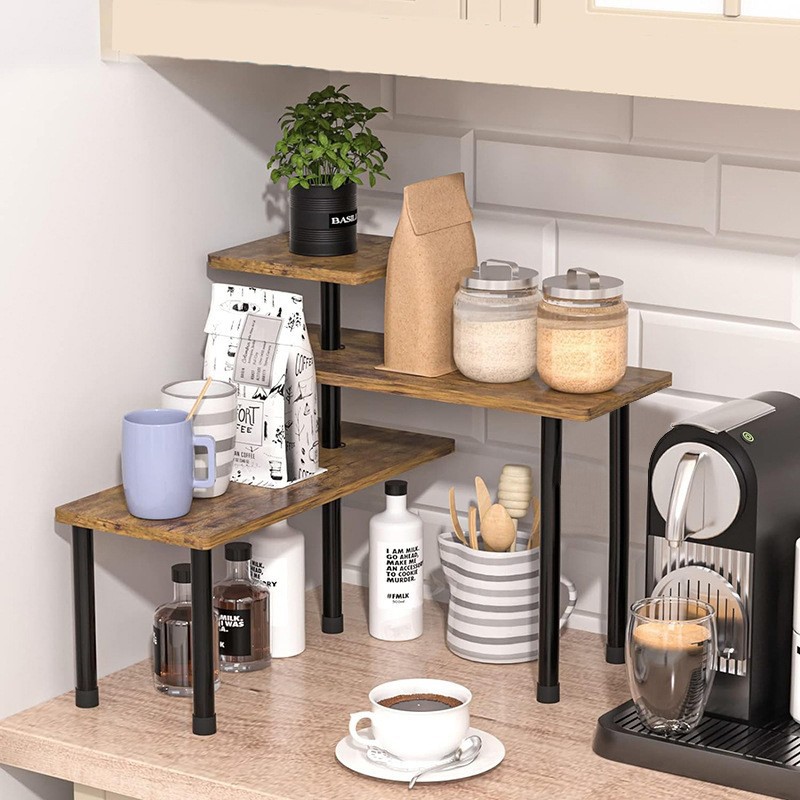 Cross-Border Wooden Kitchen Corner Spice Storage Rack Multi-Functional Three-Layer Storage Rack Desktop Corner Storage Rack