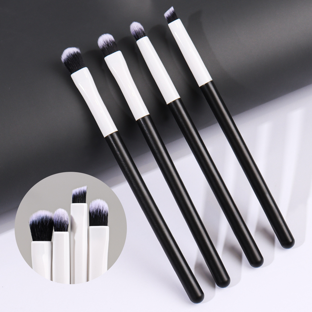 Nuevos productos transfronterizos 4 conjuntos de cepillo de ojos para principiantes cepillo de maquillaje de cabeza redonda cepillo de ceja inclinado