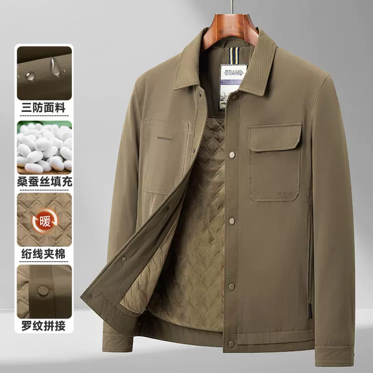 秋冬季夹克外套男士工装棉服加棉厚款翻领夹克外套批发男装棉衣