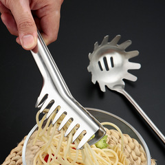 Cross-border Amazon stainless steel pasta server, pasta tongs, food tongs, noodle tongs, salad tongs
