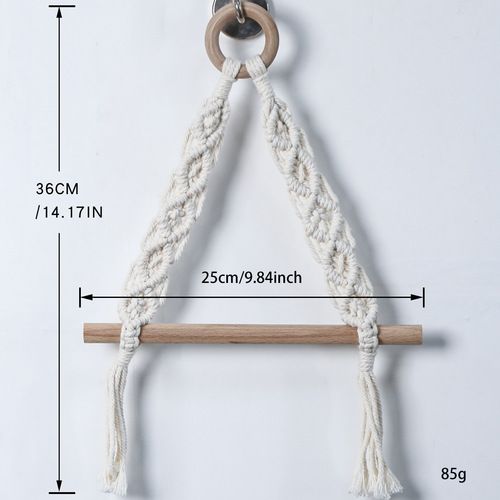 Bohemian style handmade woven cotton rope tissue holder paper holder woven towel rack bathroom wall hanging item