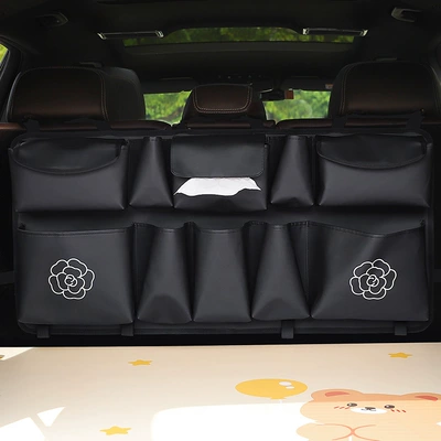 Car trunk storage bag multifunctional car rear hanging storage bag cute car storage box hanging bag (Car storage bag/box) - black-camellia