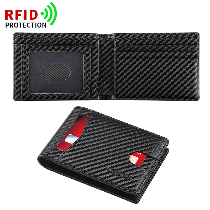 Geruola billetera con clip de oro estadounidense ultrafino para hombre, billetera de fibra de carbono explosiva de Amazon europea y americana, tarjeta bancaria simple