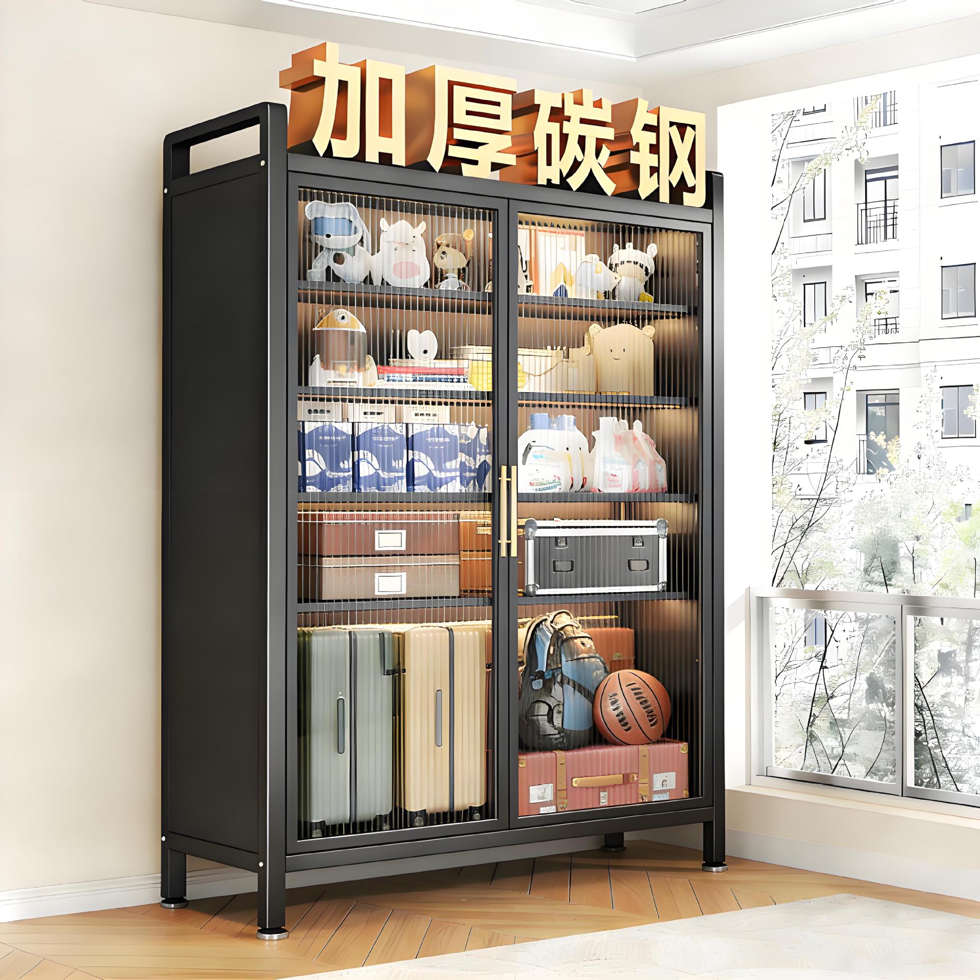 Household Storage Cabinet Bedroom Stacking Wardrobe Living Room Kitchen Storage Cabinet Sun Panel Double Door Display Cabinet Commercial Cabinet