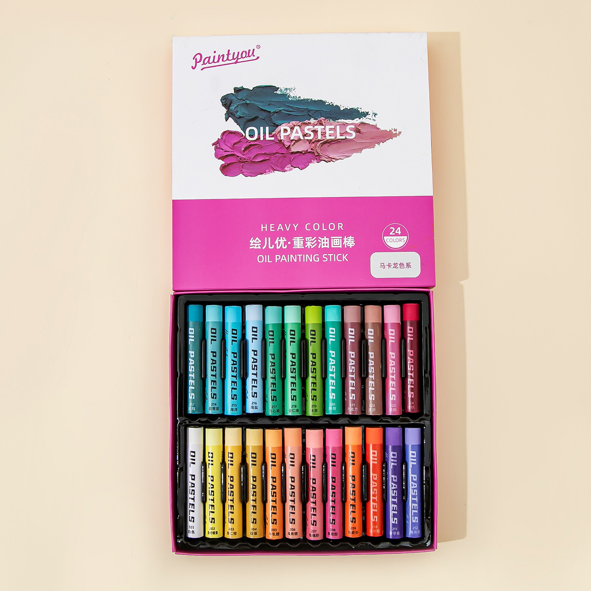 XiaoHongshu mismo estilo de color pesado de pintura al óleo suave palo super suave palo de color pesado pintura de niños palo colorido palo de pintura de jardín de infantes