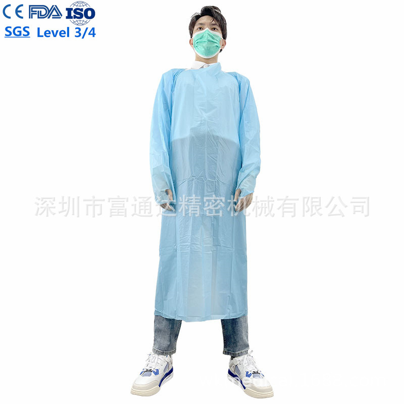 astm level3一次性CPE袍隔离衣 手术室外套CPE围裙EN14126