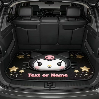 Cars, Cartoon Design, Dirt-Resistant, Wear-Resistant, Avtomobil döşəmə paspasları - 0320-cartoon-trunk-mat-4-flat-effect-not-3d-effect-75100cm-crystal-velvet-dot-plastic-bottom
