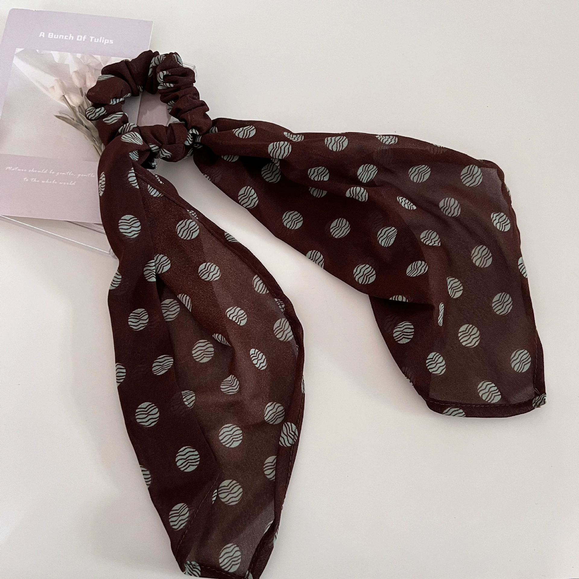 Ретро модные коричневые polka dot ленты для волос большой кишечник hair tie универсальная повязка для хвоста волосы верёвка шар scalp hair аксессуары