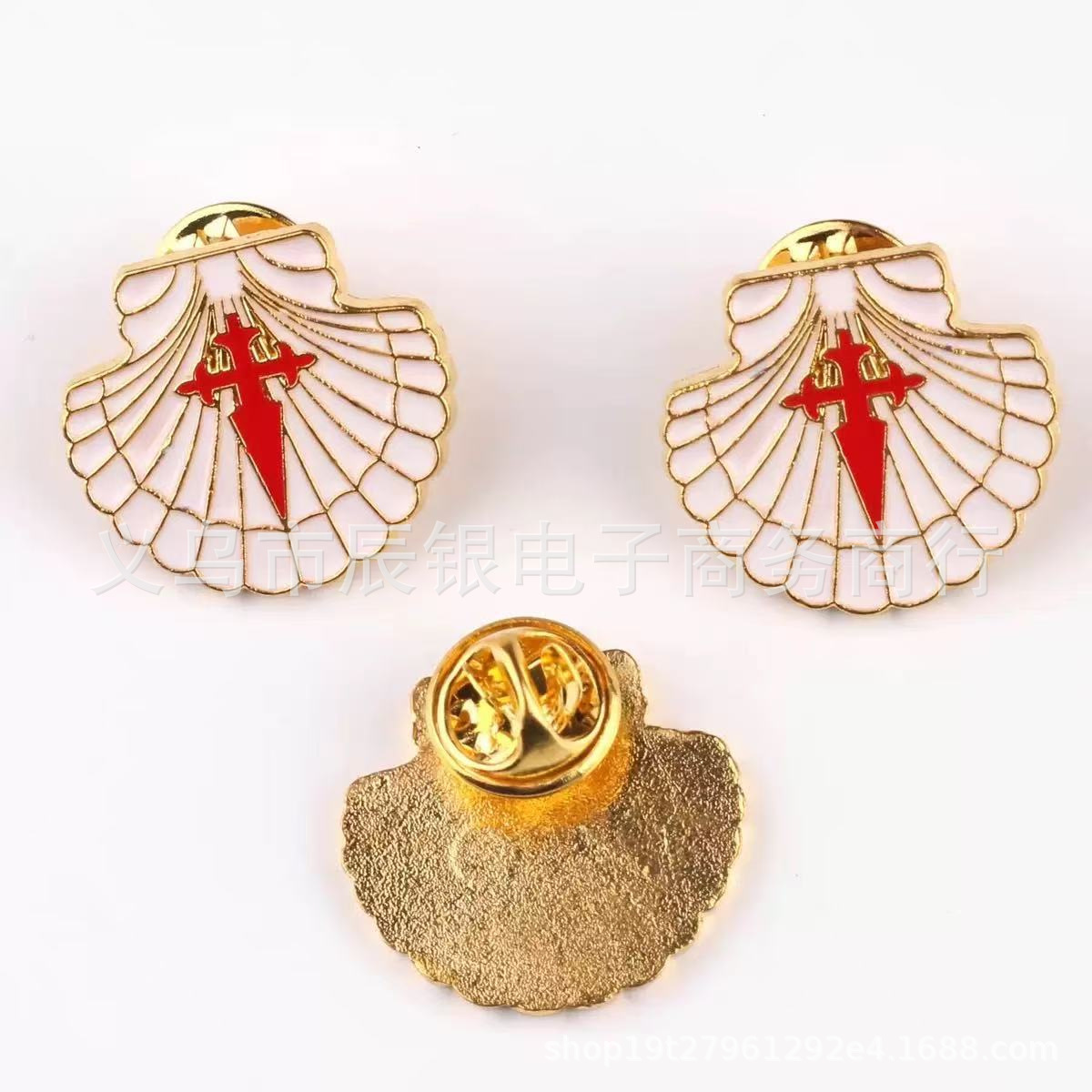 Comercio exterior colorido goteo de aceite Santiago Camino de peregrinación broche cruz metal insignia accesorios insignia joyas