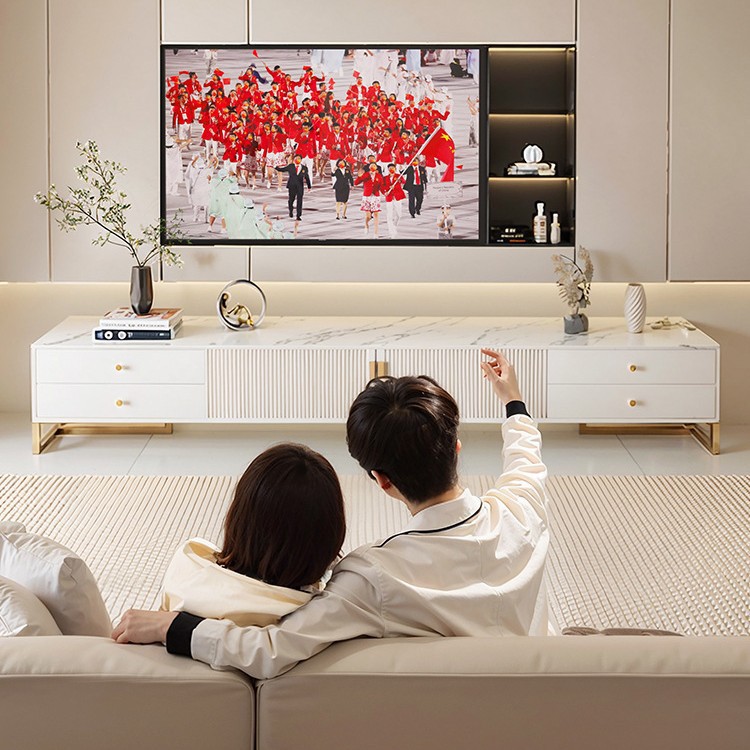 Gabinete de televisión sala de estar doméstica piso pequeño tipo 2025 nuevo almacenamiento en una mesa de té combinación de gabinete de televisión