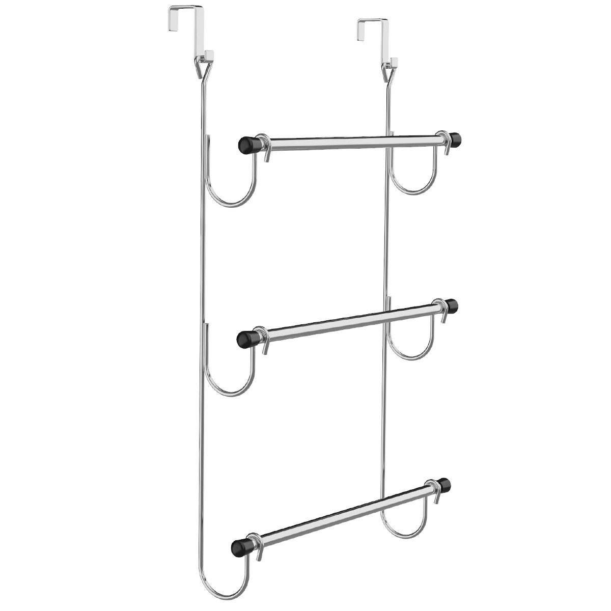 Galvanoplastia transfronteriza de tres capas puerta trasera gancho puerta de baño tipo espalda percha de toallas de baño sin marcas perforación percha de toallas