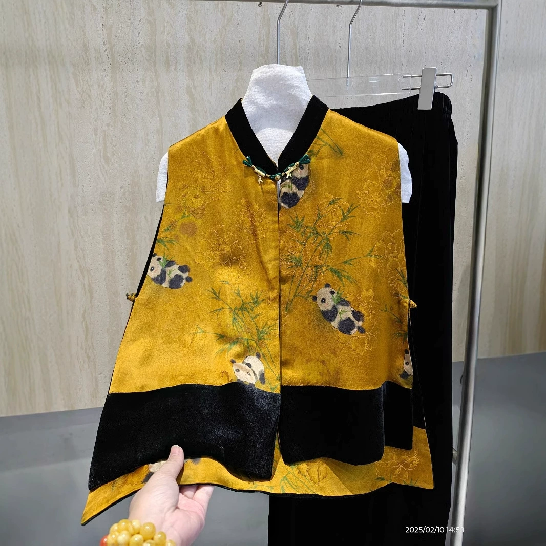 Маленькая панда ароматная облачная пряжа шелковый бархатный жилет весна и лето южное масло новый китайский стиль