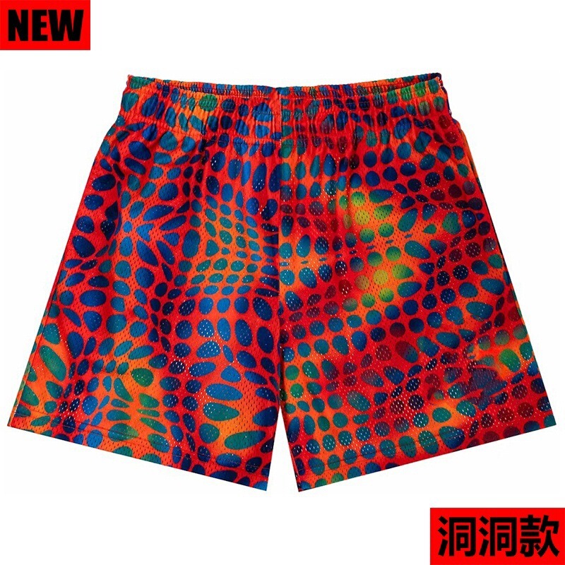 Trendy American-Style Shorts, Casual Fitness Basketball Sports Shorts, Knee-Length Mesh Breathable Beach Shorts, Cross-Border Exclusive