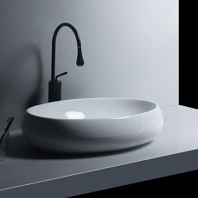 Ceramic Countertop Basin Oval Goose Egg Household Wash Basin Creative Art Hotel Bathroom Basin Wash Basin