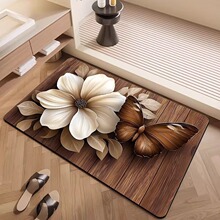 跨境木板蝴蝶卫生间浴室地毯吸水防滑耐脏易打理装饰硅藻泥地垫