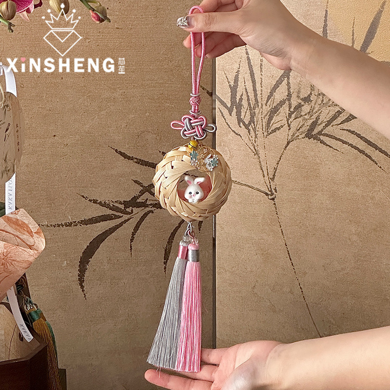 Xinyou Qingyue Jade Rabbit 中秋節ペンダント手織りペンダント装飾ロープ花材 DIY フラワーマッチング|undefined