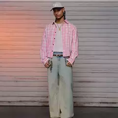 American Trendy Brand 3D Printed Plaid Shirt Men's Long-Sleeved Autum Lapel Shirt Loose Casual Jacket Wholesale