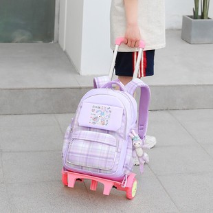 2023 new large-capacity girls pull rod schoolbag burden reduction Ridge backpack factory direct a generation of hair
