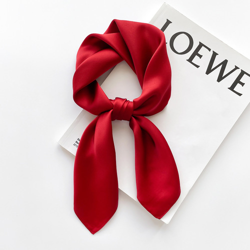  new Korean version solid color 70X70 small square scarf women's mulberry silk gift scarf silk scarf decorative scarf shawl