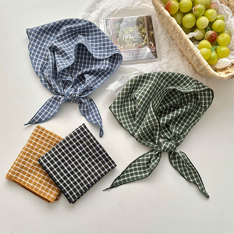 Bufanda triangular babero mujer primavera y otoño nuevo estilo todo-fósforo decoración de moda bufanda pequeña bufanda bufanda a cuadros diadema cinturón