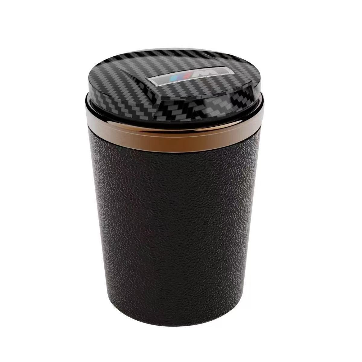 Car Ashtray Creative with Light Large Universal Car Carbon Fiber Pattern Ashtray Multi-Functional Home and Car Dual-Use Ashtray