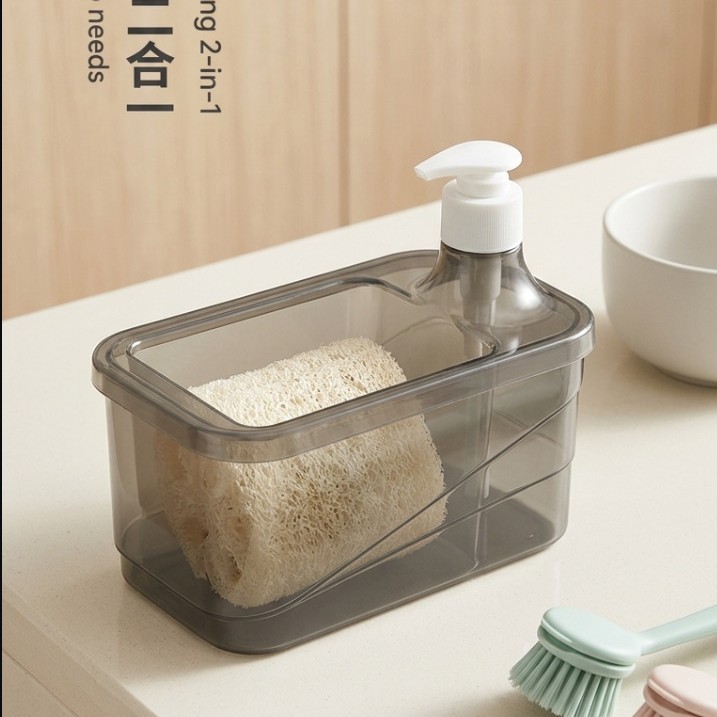 Desinfectante de manos de detergente de cocina transfronterizo presiona la esponja de la Caja de jabón para limpiar la Caja de almacenamiento automático de la Caja de jabón. image 15