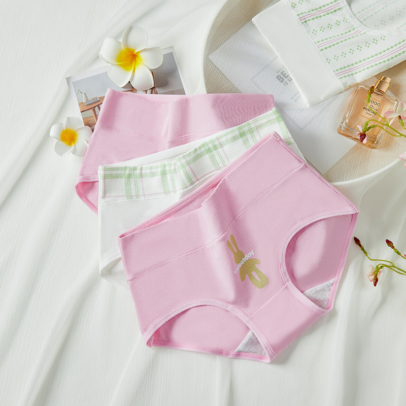 Special Offer~~Youth Printed Sweet Underwear Women's Cotton Briefs Seamless Girl Rabbit High Waist Underwear Wholesale