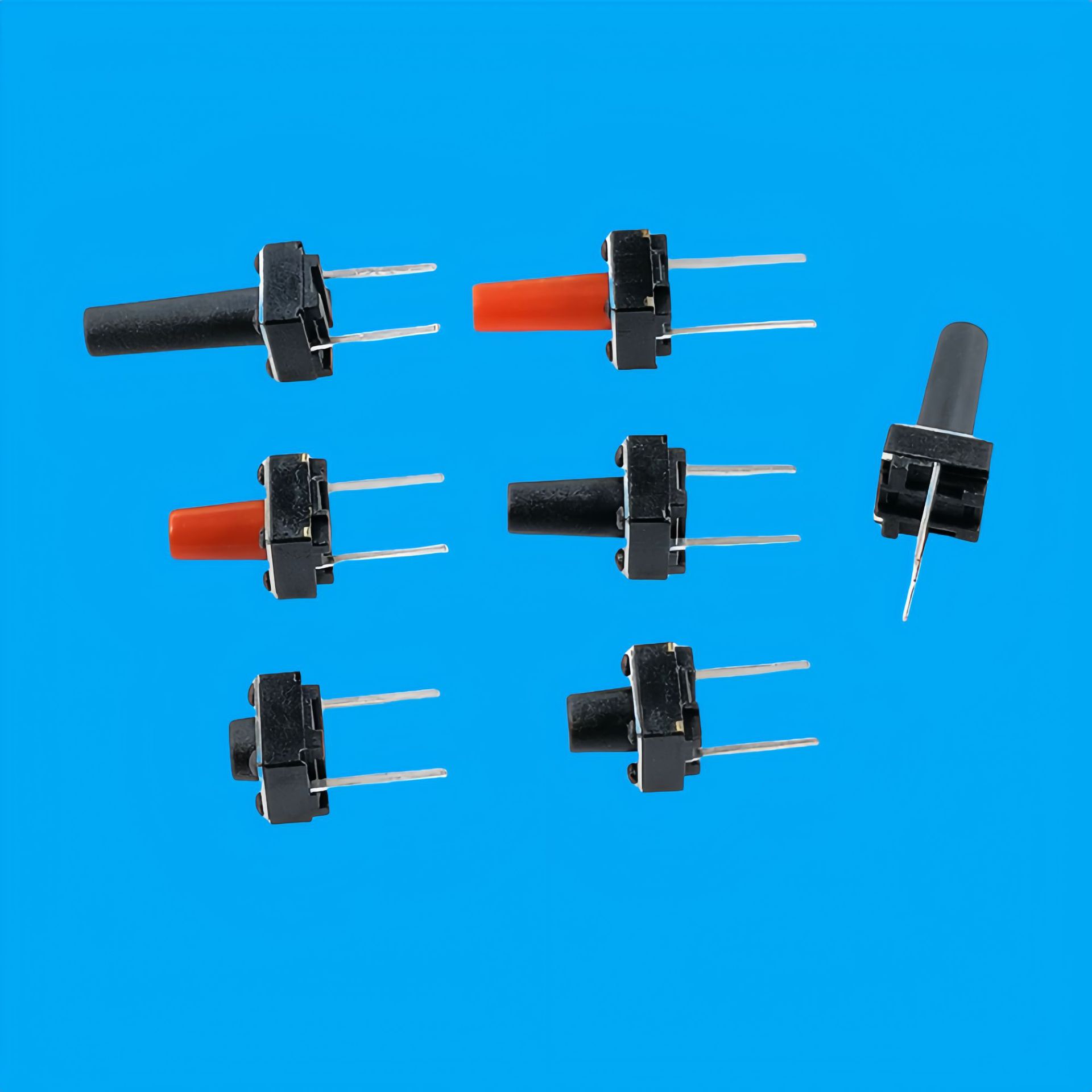 供应轻触开关6*6中二脚 6X6X5两脚长脚按键开关 圆形轻触开关