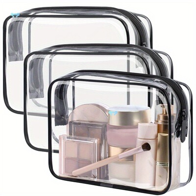 3pcs Zippered Portable Makeup Bag and Toiletries Storage跨境