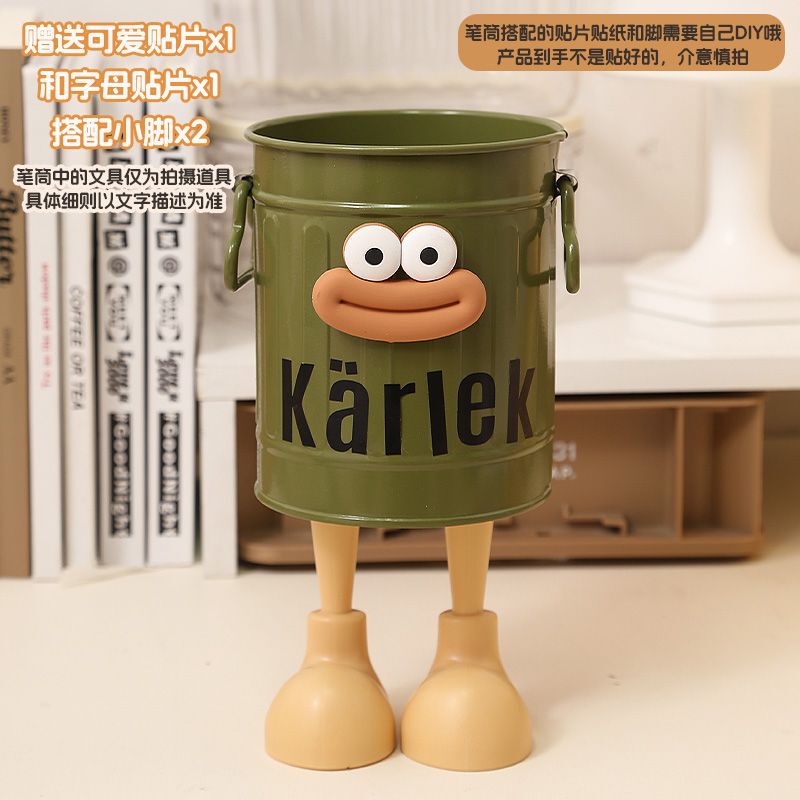 高颜値ins筆筒アメリカレトロ小衆かわいい鉄芸小桶デスクトップ文房具変筆立て収納|undefined