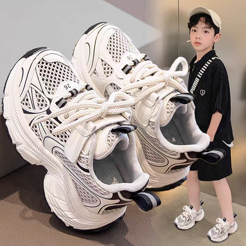 Nuevos zapatos deportivos de velcro transpirables para niños y niñas, zapatos de papá de todo fósforo, zapatos de primavera y otoño para niños