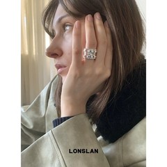 2024 ニッチデザイン INS 不規則タッセルワイドメタルリング-X
