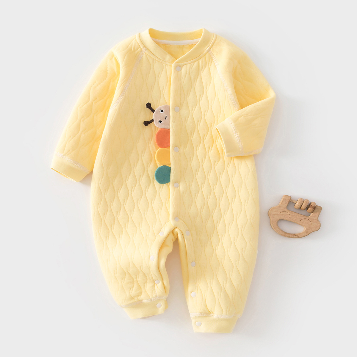 Baby Jumpsuit Autumn and Winter Three-Layer Warm Outing Clothing Quilted Bottoming Intimates Baby Thin Cotton Clothes Autumn and Winter Thick